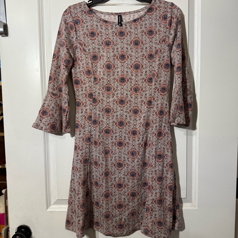 Massini 3/4 Long Sleeve Dress - Pink and Purple Pattern Floral Size S